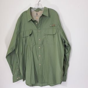 Bass Green Button Front shirt with Pockets Shirt, Size 2XL